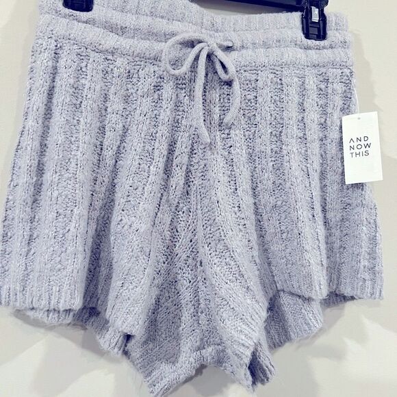 AND NOW THIS short Women's Cable-Knit Shorts in gray size medium, New - Picture 4 of 9